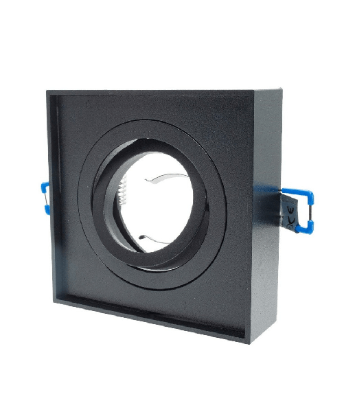 Trade Shop Traesio-portafaretto Quadrato Orientabile Incasso Esterno 85mm Luce Lampade Led Gu10 Gu5.3 - Colore Nero