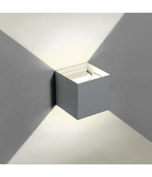 Trade Shop Traesio-applique Led Cubo Grigio Lampada Da Parete 5w 750lmn Luce Regolabile Updown Ip65 - -bianco Freddo - Trade Shop Traesio-appliqu