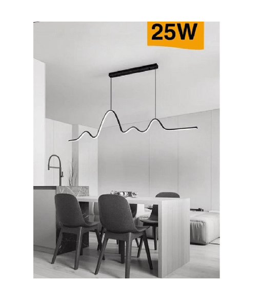 Trade Shop Traesio-lampadario Sospensione Led 25w Moderno Onda Sfalsata Luce 4000k 6500k 3000k B73n - -bianco Caldo - Colore Bianco Freddo
