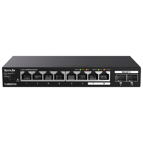 Tenda TEM2010X switch di rete 2.5G Ethernet (100/1000/2500) Desktop Nero Tenda TEM2010X Switch Ethernet 2.5 Gigabit 8 Porte con 2 Porte SFP 10 G VLAN