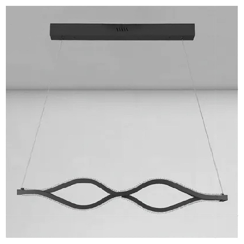 Trade Shop Traesio-lampadario A Sospensione Led 58 Watt Onda Infinito Cristallo Ondulato Nero 32132 -