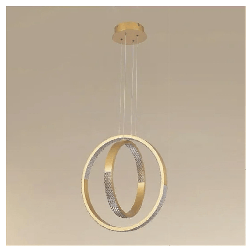 Trade Shop Traesio-lampadario A Sospensione Led 64 W Circolare Effetto Cristallo Moderno Oro 32170 -