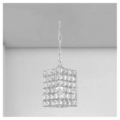Trade Shop Traesio-lampadario Sospeso Rettangolare Con Cristalli Lampada Luce E27 Argento 32330 -