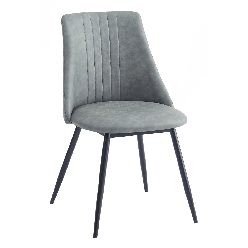 CASA COLLECTION Set 4 Sedie Sala da Pranzo o Soggiorno, Poltrona con Seduta in PU, Gambe in Metallo Verniciato Colore Grigio