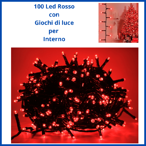 Natale Luci di natale per albero presepe artigianale 100 led rosso catena luminosa decorazioni natalizie