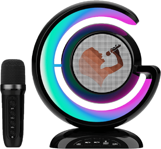 Cassa Karaoke 2 Microfoni, Altoparlante Wireless Bluetooth, Luce LED RGB, Ricaricabile USB, per Feste, Compleanni, Karaoke Bambini e Adulti