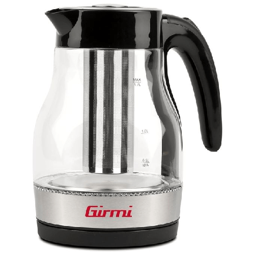 Girmi BL51 Bollitore e Tisaniera 2200 W Capacita' 17 Litri Caraffa graduata in Vetro Filtro inox per te' e tisane Rotazione 360° Interruttore di accen