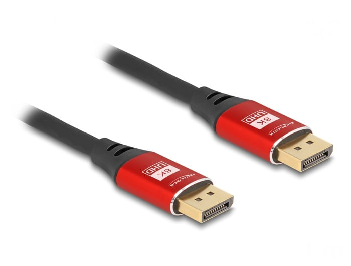 Delock Cavo DisplayPort 8K 60 Hz 3 m rosso metallo DeLOCK Cavo DisplayPort 8K 60 Hz 3 m metallo rosso
