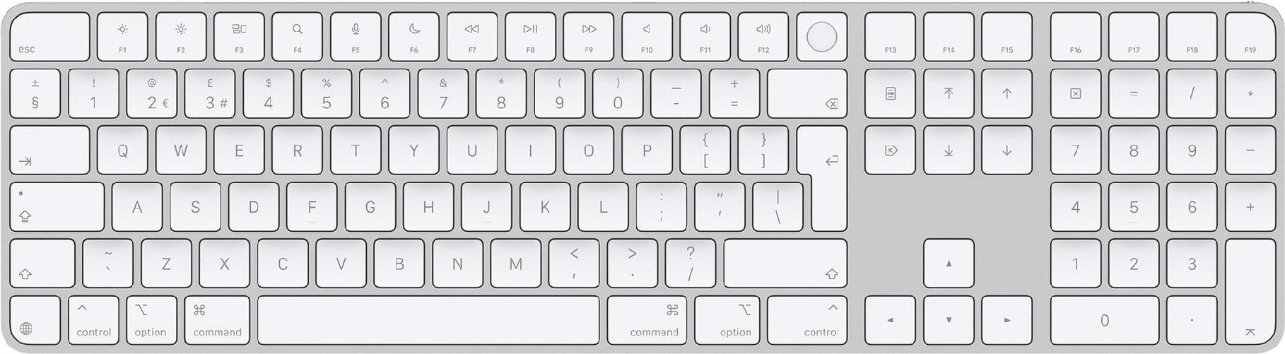Apple Magic tastiera Universale USB Bluetooth QWERTY Inglese UK Bianco (MAGIC KB TOUCH ID NUM KEY BRITISH) - Versione U Apple Magic tastiera Universa