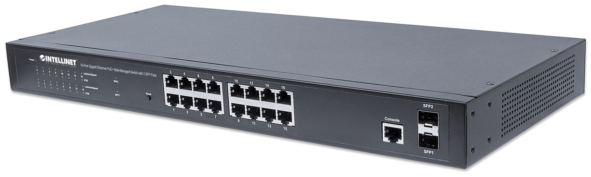 Intellinet 561198 switch di rete Gestito L2+ Gigabit Ethernet (10/100/1000) Supporto Power over Ethernet (PoE) 1U Nero