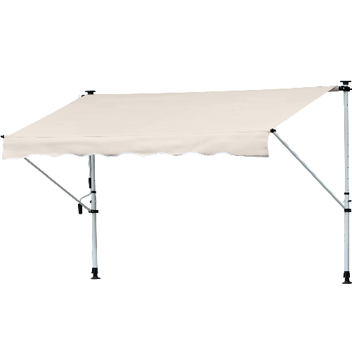 Outsunny Tenda da Sole a Bracci 4x1.2m con Manovella e Struttura Telescopica, Cachi
