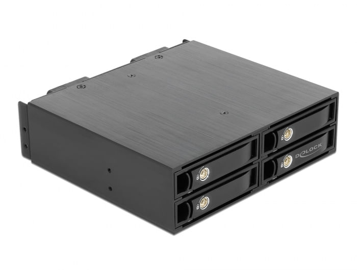 Delock Anschlsse intern 4 x SFF-8639 Buchse extern 4 x Mini SAS HD SFF-8643 Buchse 1 x SATA 15 Pin Stromanschluss Fr 2 DeLOCK Rack mobile da 5.25′′ pe