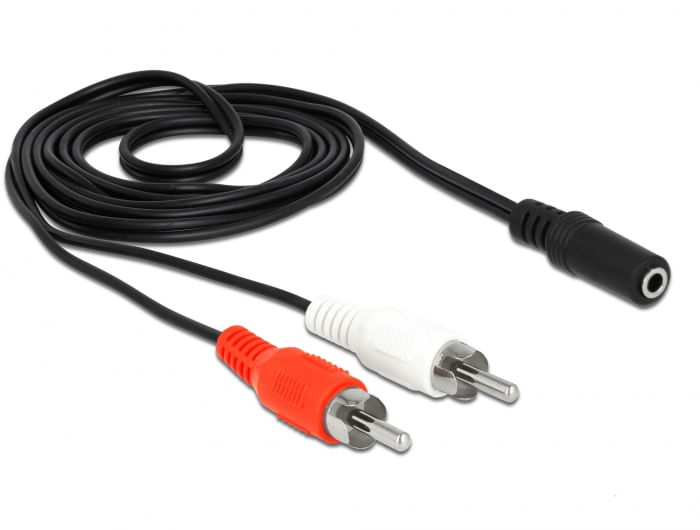 Delock Cavo audio da 2 spine cinch a 1 presa jack da 35 mm a 3 pin da 14 m DeLOCK 85808 cavo audio 1,4 m 2 x RCA 3.5mm Nero, Rosso, Bianco