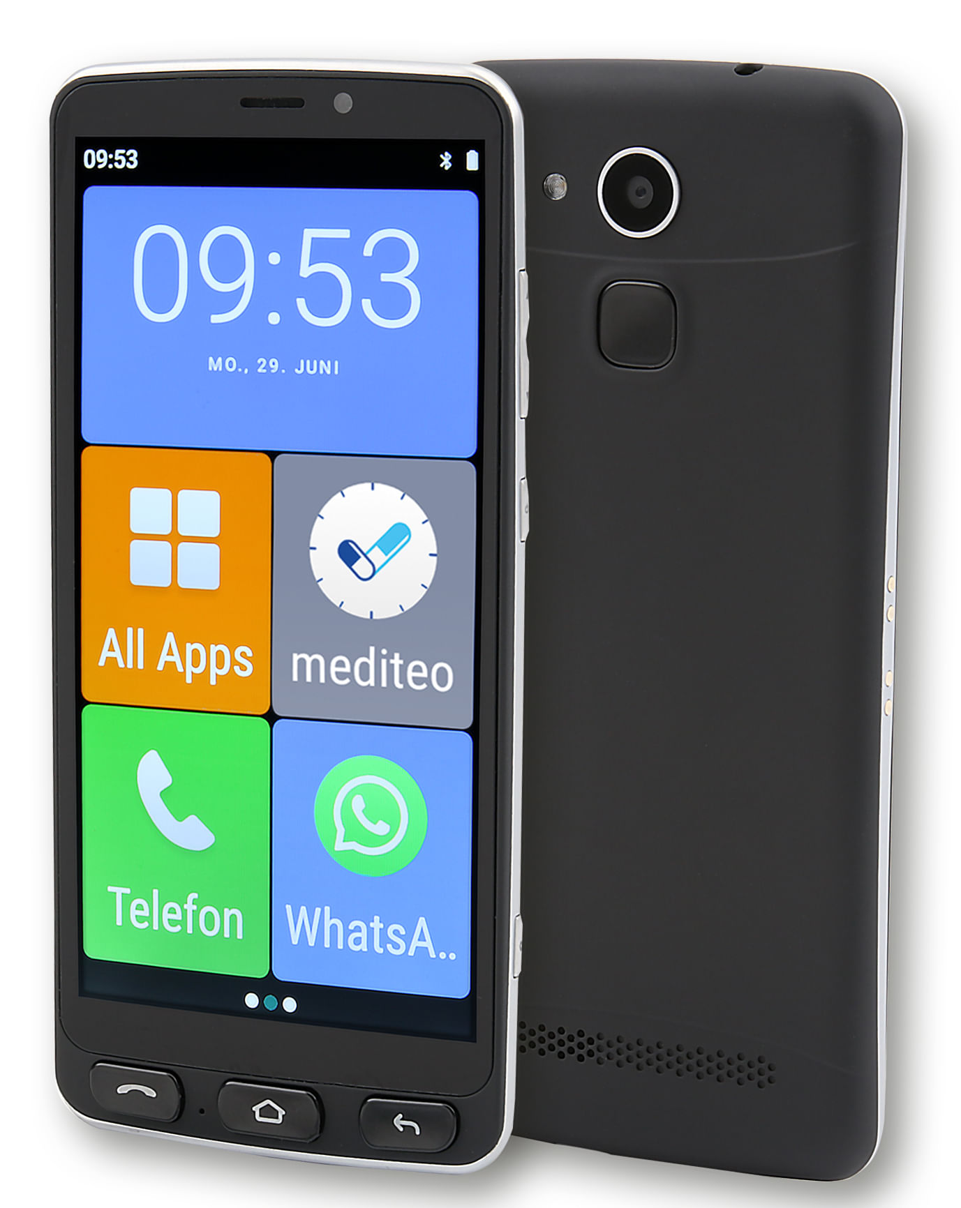 Olympia Neo schwarz 14 cm (5.5") Doppia SIM Android 10 4G USB tipo-C 2 GB 16 GB 2400 mAh Nero, Argento Olympia Neo Nero -(55 pollici) - 2GB - 16GB Ner