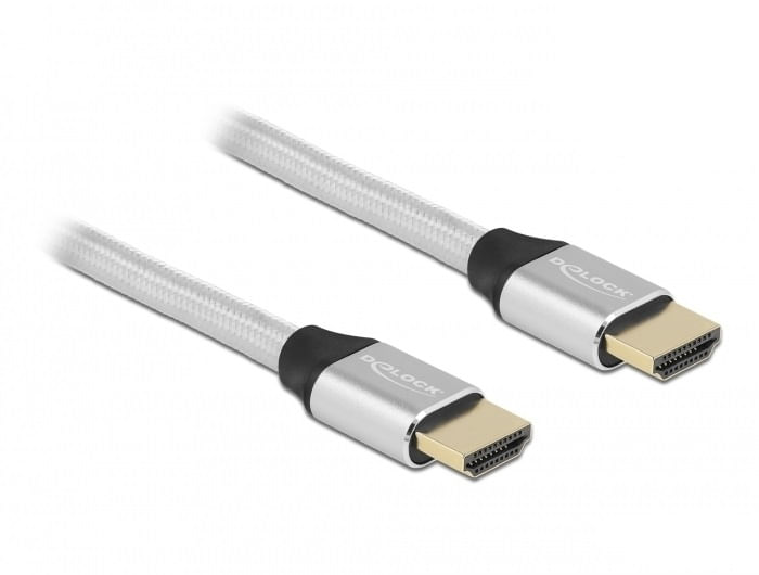 Delock Cavo HDMI ad altissima velocit 48 Gbps 8K 60 Hz argento certificato da 1 m DeLOCK Cavo HDMI ad altissima velocità 48 Gbps 8K 60 Hz da argento