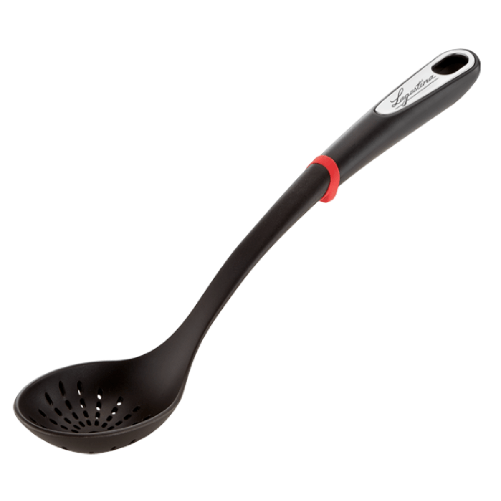 Lagostina Ingenio Smart Cucchiaione Scolapasta con Anello Antiscivolo Nero e Rosso Lagostina Ingenio Smart , Cucchiaione scolapasta