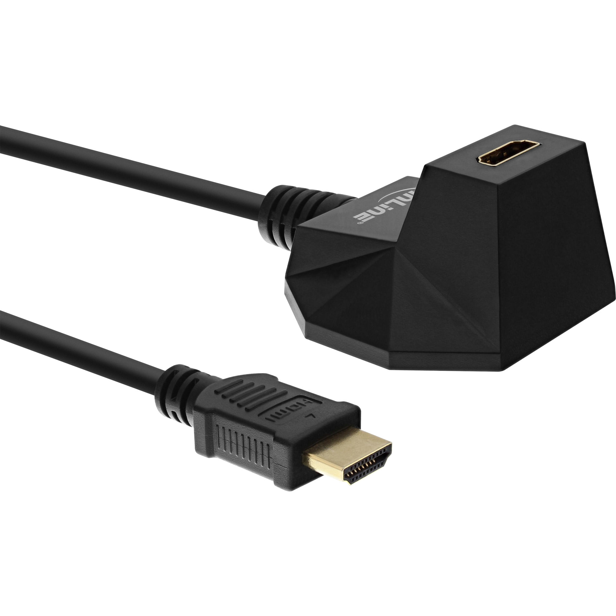 InLine Prolunga HDMI con supporto HDMI ad alta velocitÃ - 4K2K - spina - nero/oro - 3 m InLine Cavo HDMI, Prolunga con base, 4K2K, 3m, High Speed, Et