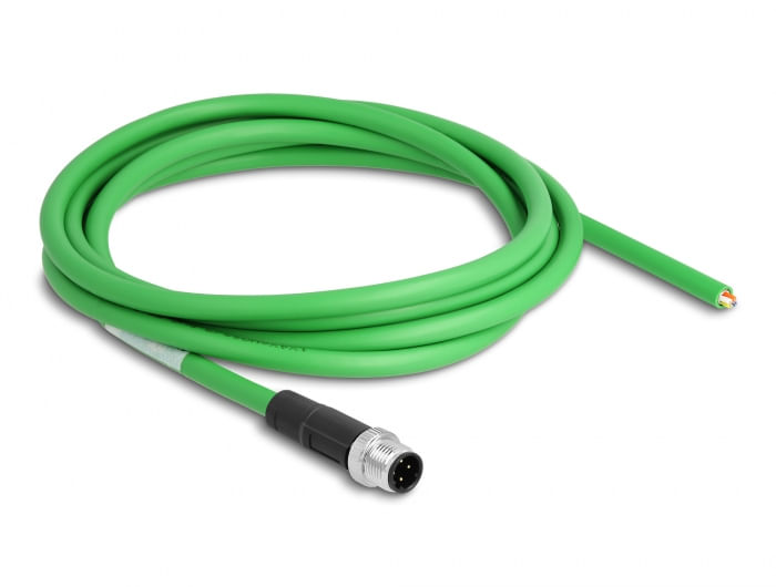 Delock Anschlsse 1 x M12 Stecker 4 Pin D DeLOCK Cavo di rete M12 a 4 pin D-coded alle estremità aperte PVC da 2 m