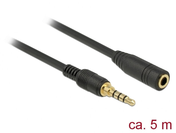 Delock Cavo di prolunga jack da 35 mm 4 pin maschio a femmina da 5 m nero DeLOCK 85635 cavo audio 5 m 3.5mm Nero