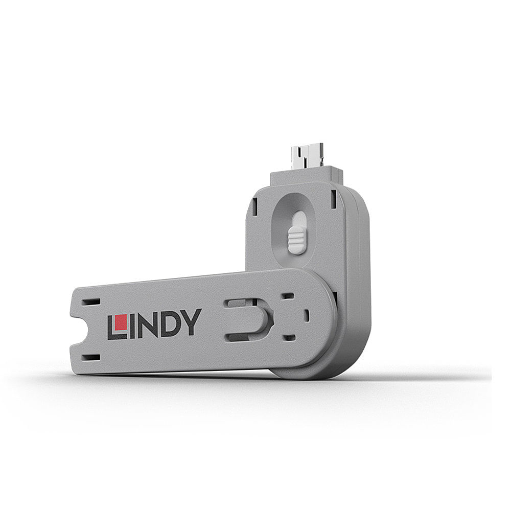 Lindy 40624 clip sicura Chiave bloccaporta USB tipo A Bianco Acrilonitrile butadiene stirene (ABS) 1 pz Lindy 40624 clip sicura Chiave bloccaporta USB