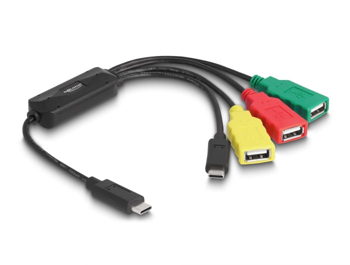 Delock Cavo Hub USB 2.0 a 4 porte da USB Tipo-C a 3 x USB-A femmina 1 x USB-C maschio DeLOCK Cavo Hub USB 2.0 a 4 porte USB Type-C per 3 x USB-A femm