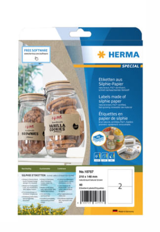 HERMA 10757 etichetta autoadesiva Rettangolo Permanente Marrone 40 pz