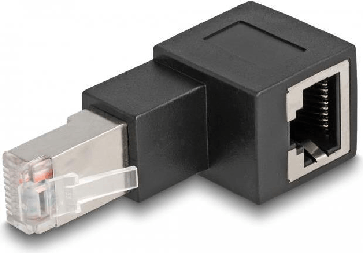 Delock Anschlsse 1 x RJ45 Stecker oben gewinkelt / 1 x RJ45 Buchse 11 verbunden Cat DeLOCK Adattatore da maschio RJ45 a femmina RJ45 Cat.6A 90° ango