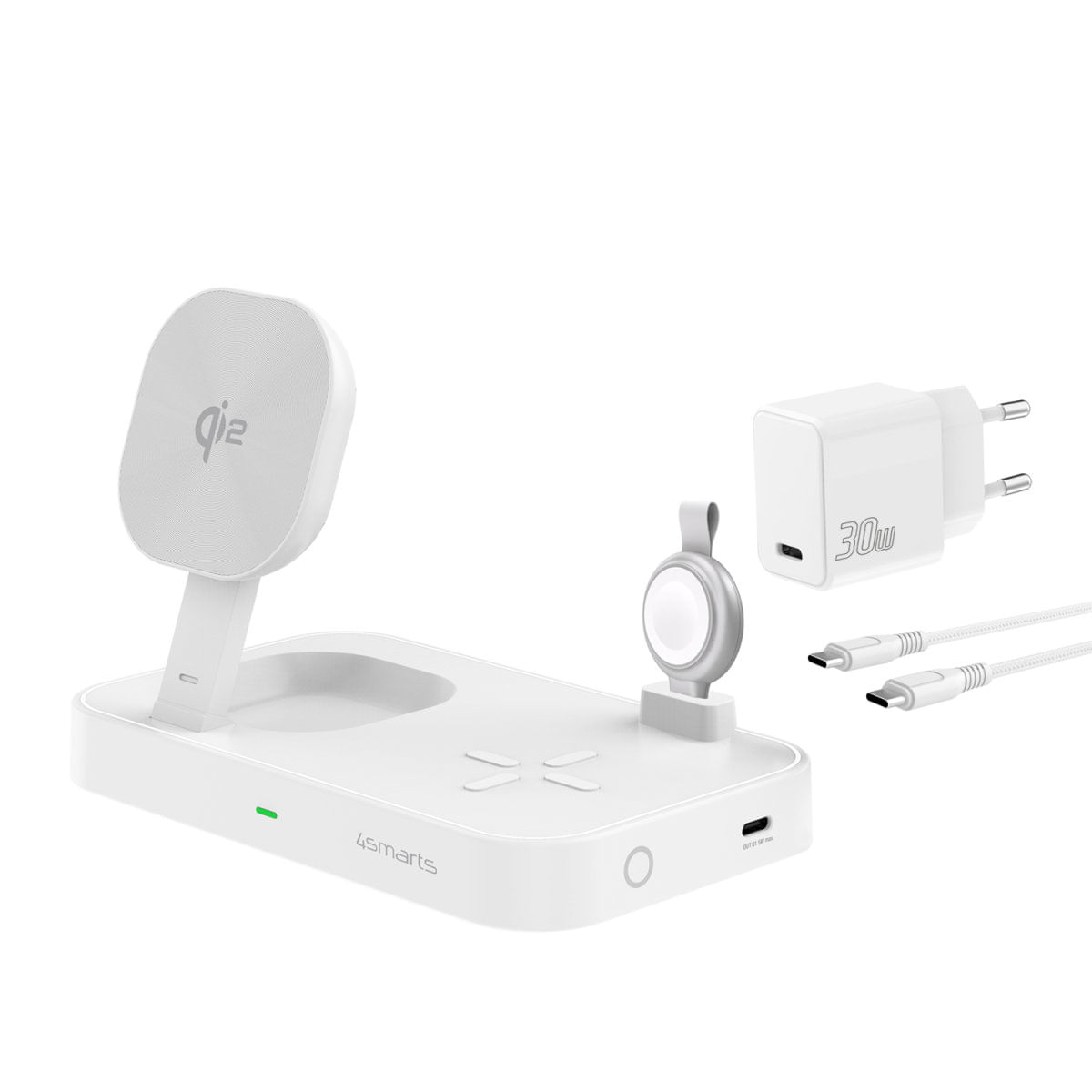 4smarts Esperienza di ricarica 3 in 1 Lunghezza 15 m Colore bianco Ricarica in modalit wireless smartphone cuffie e 4smarts Qi2 Universale Bianco