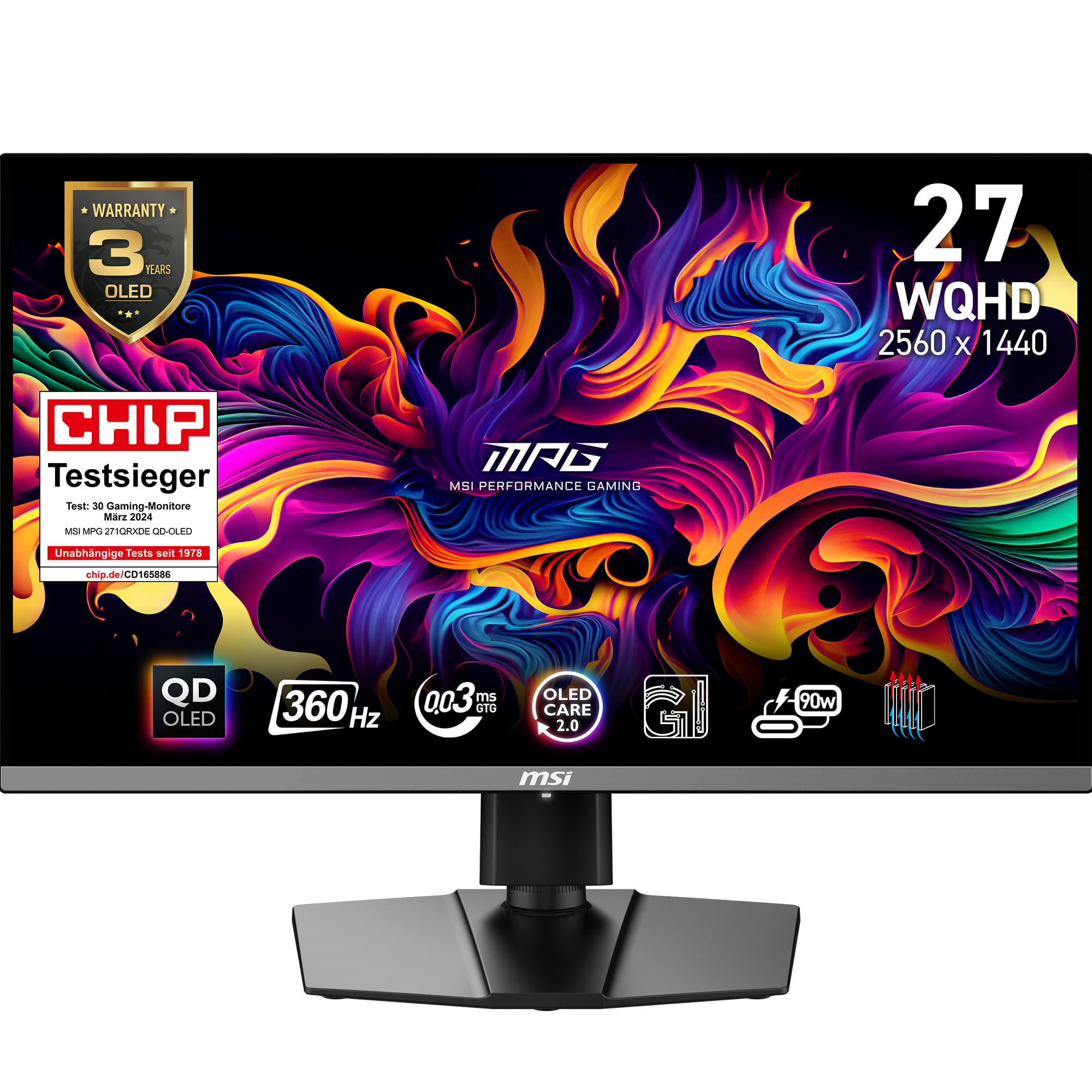 MSI MPG 271QRXDE QD-OLED Monitor PC 67,3 cm (26.5") 2560 x 1440 Pixel Wide Quad HD QDOLED Nero