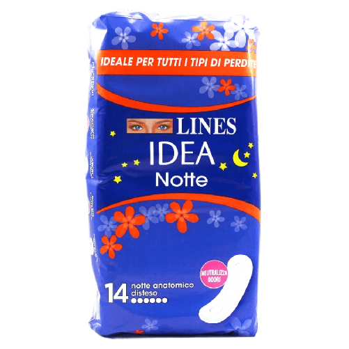 Lines Idea Notte Anatomico Extralungo Assorbente 14 Pezzi