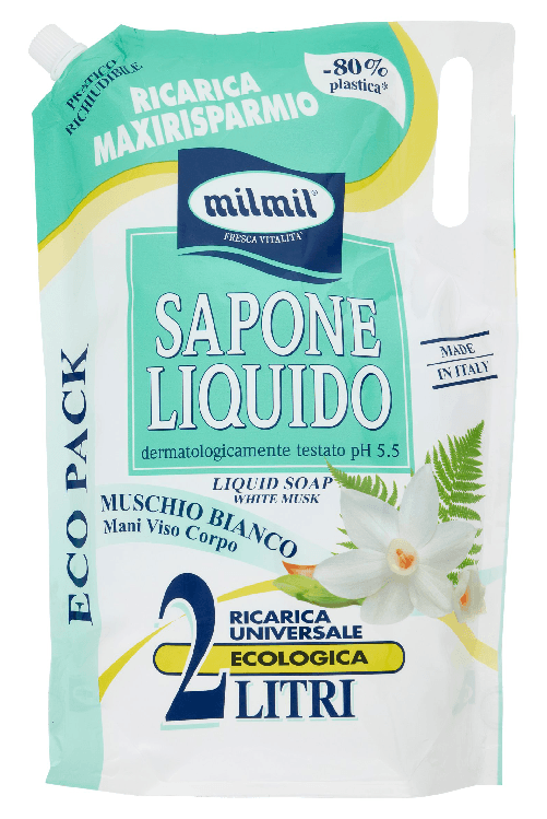 Mil Mil Sapone Sacco 2000 Ml. Muschio Bianco