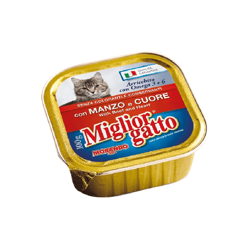 Miglior Gatto Vaschetta 100 Grammi Manzo/Cuore