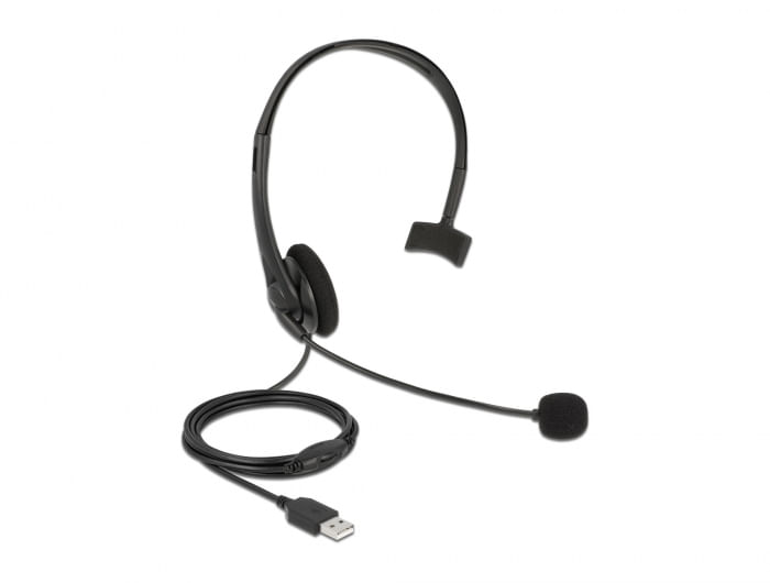 DeLOCK Auricolare mono USB con controllo del volume per PC e portatile - Ultra leggere