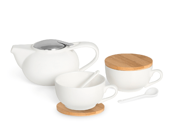 H&H Set 7 Pezzi Tazze Te' In Porcellana Bianca Gift Box, H&H
