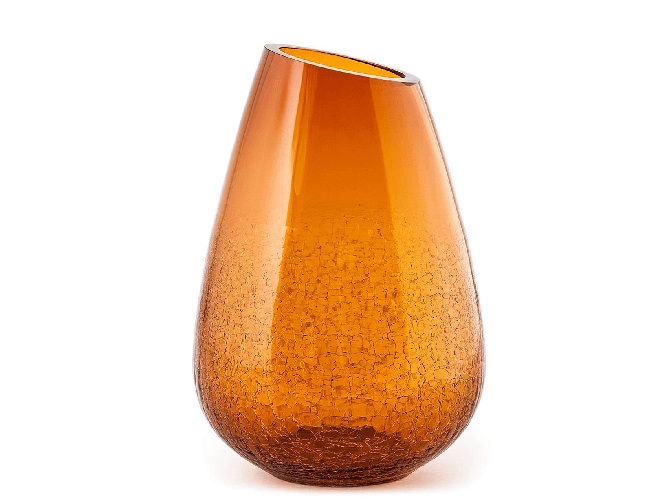 Vaso In Vetro modello Cracklè modello 29 Cm colore Ambra