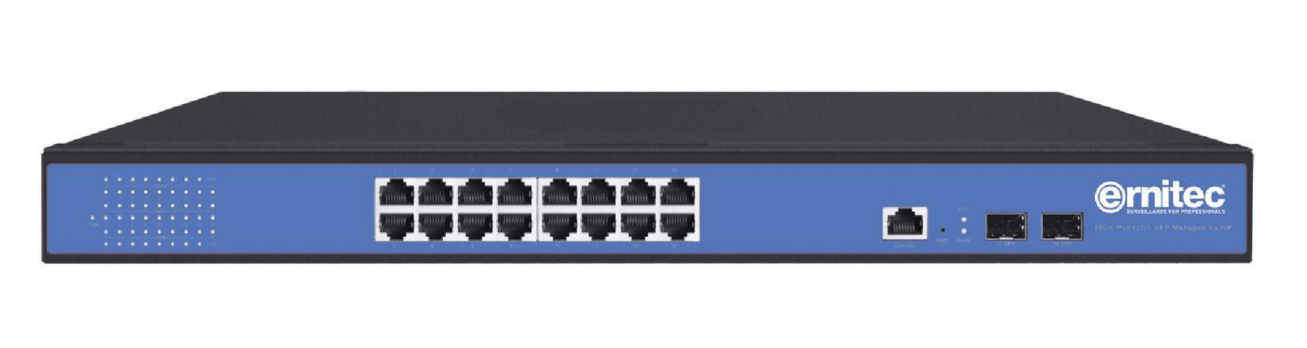 Ernitec ELECTRA-M216/2 switch di rete Gestito L2 Gigabit Ethernet (10/100/1000) Supporto Power over Ethernet (PoE) Nero, Blu