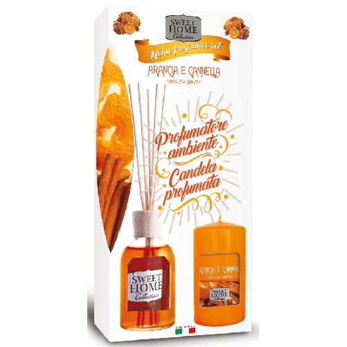 Kit Regalo Sweet Home Bastoncini 100 Ml. Candela Arancia