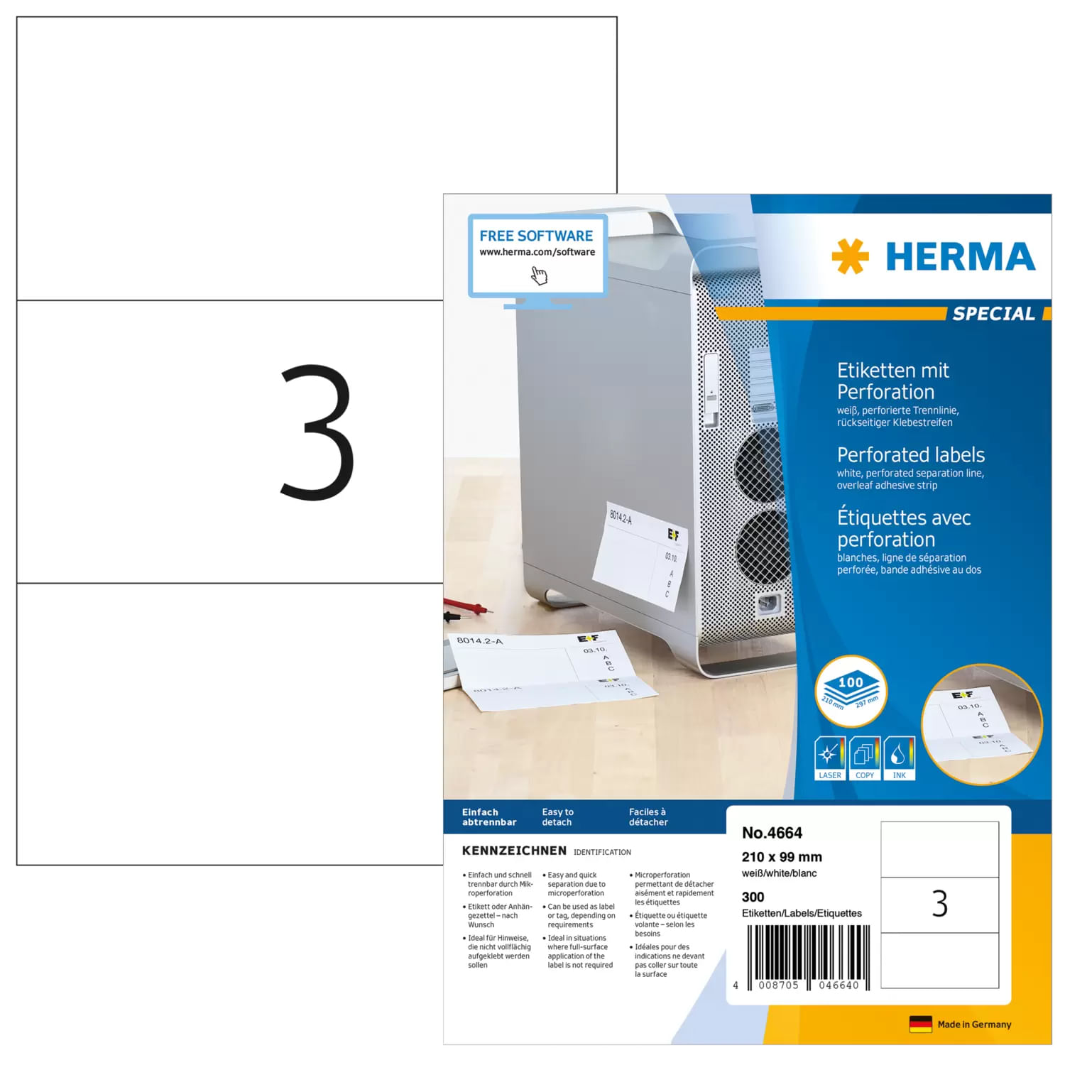 HERMA 4664 etichetta per stampante Bianco Etichetta per stampante autoadesiva