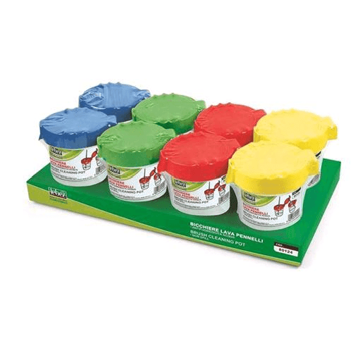 Lebez portapennelli 80124 set 8 pezzi trasparente e giallo vasetto per pennelli
