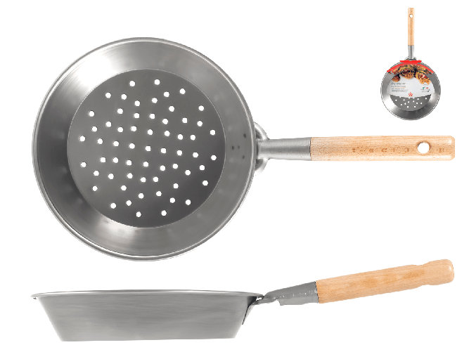 Home Padella castagne in ferro manico antiscivolo in legno cm 27.