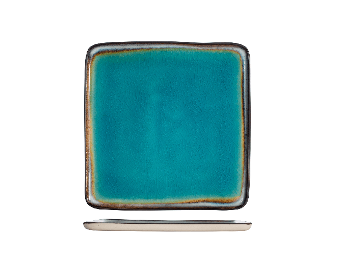 Piatto Quadro Modello Teide Stoneware Azzurro Cm20,5, H&H
