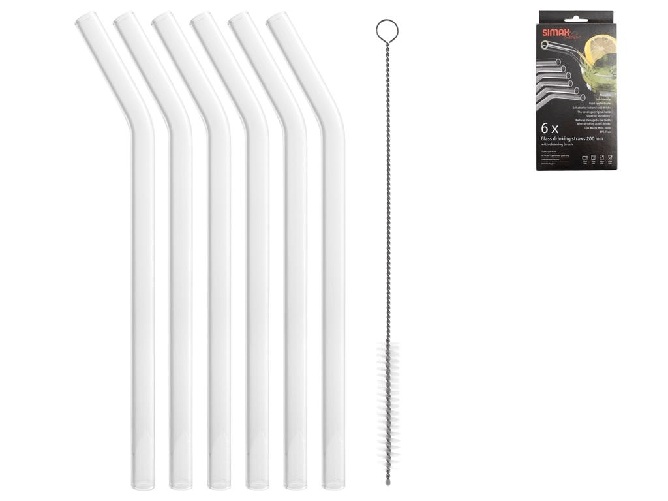 Confezione 6 Cannucce Vetro Curv con scovolino -41201/6 Simax