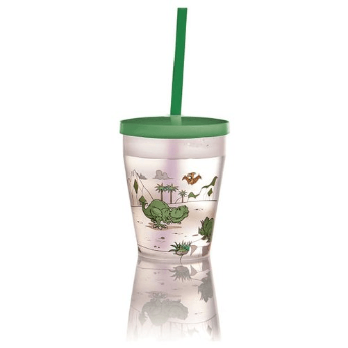 Snips Bicchiere con Cannuccia con Decoro Dinosauro 385ml