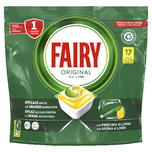 Fairy Tabs Lavastoviglie 17 Pezzi Original Limone Made In Italy