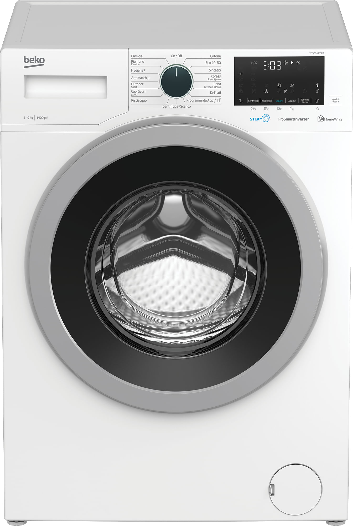 Beko Lavatrice a Vapore WTY91436SI-IT, 9 kg, 1400 giri/min