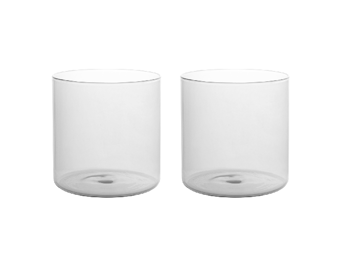 H&H Confezioni 2 bicchieri Daylight in vetro borosilicato trasparente.cm. 8x8x8
