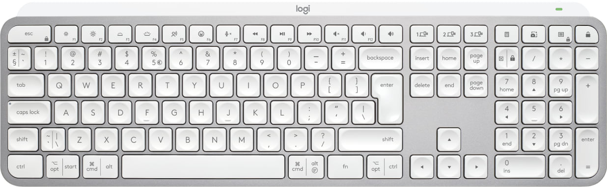 Logitech MX Keys S tastiera Universale RF senza fili + Bluetooth QWERTY US International Alluminio, Bianco