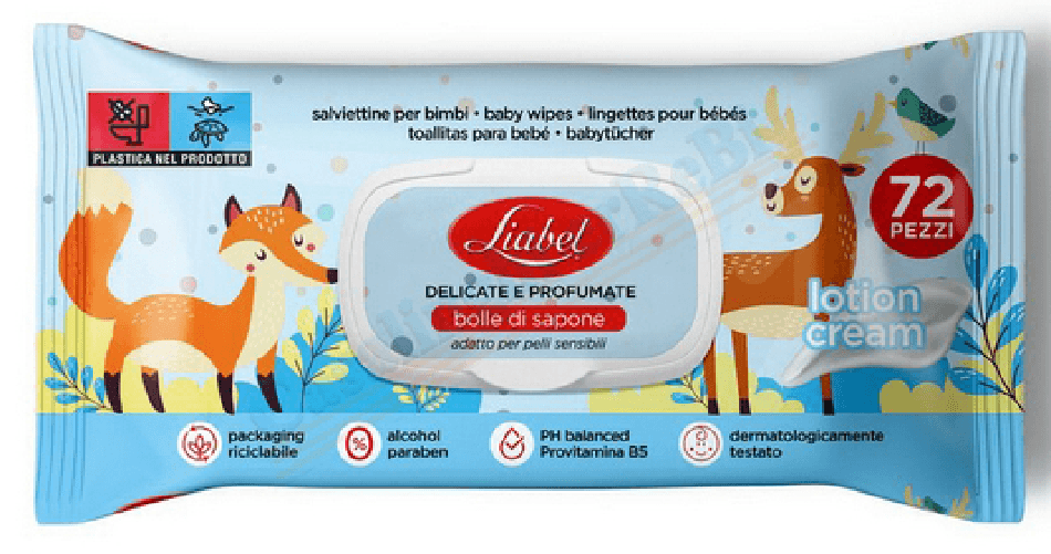 Salviette Baby 72 Liabel Bolle Di Sapone Made In Italy