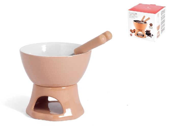 Servizio Fonduta In Stoneware 4 Pezzi Beige/bianco Home