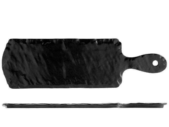 Piatto Rettangolare H&H Ardesia Porcellana Nero C/Manico Cm12X41,5